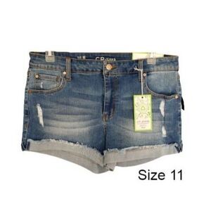 Women's Cuffed Jean Shorts 11 Stretch Denim Distressed Shorty Shorts Y2K